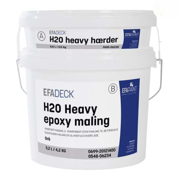 Efadeck H2O Heavy 2K Epoxy gulvmaling – Grå – 8 L