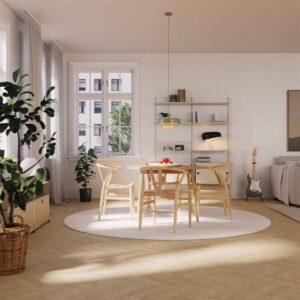 Bjelin Woodura Sildebensparket Classic - Eg Sigtuna B-stav, Misty Hvid Matlak