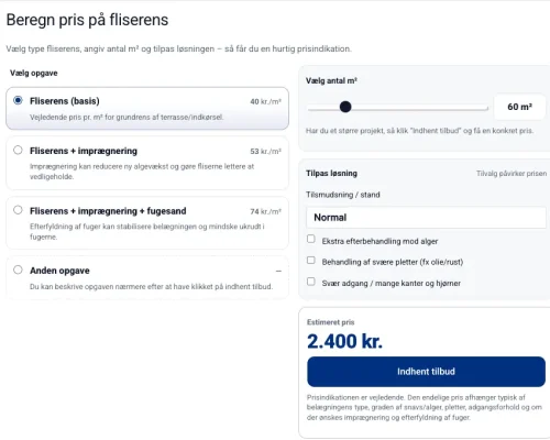 Fliserens prisberegner
