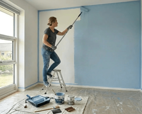 Kanter skåret før maling af soveværelse