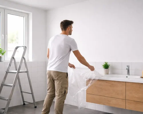 Oprydning i vådrum efter maling af badeværelset