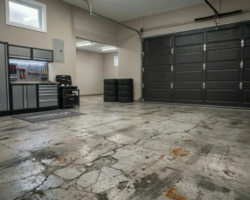 Slidt garagegulv før epoxy maling