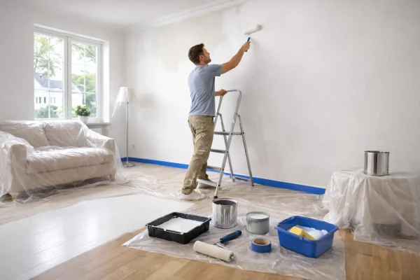 Udførsel af malerarbejde i stue