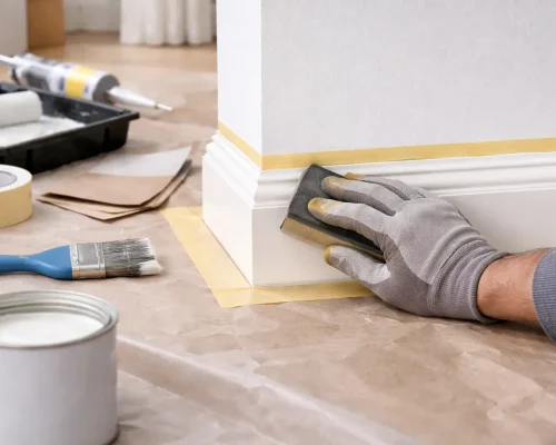 afslibning før maling af panel