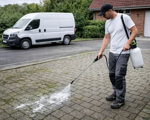 algemiddel fordeles i forbindelse med algebehandling af fliser i indkørsel