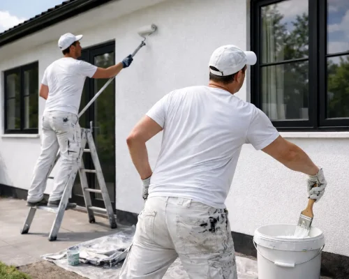 professionelle malere maler facade på hus