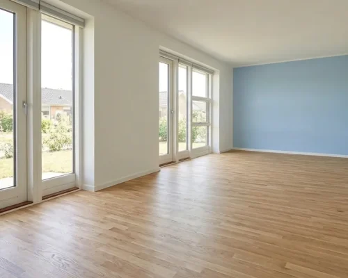 værelse med nyt parketgulv